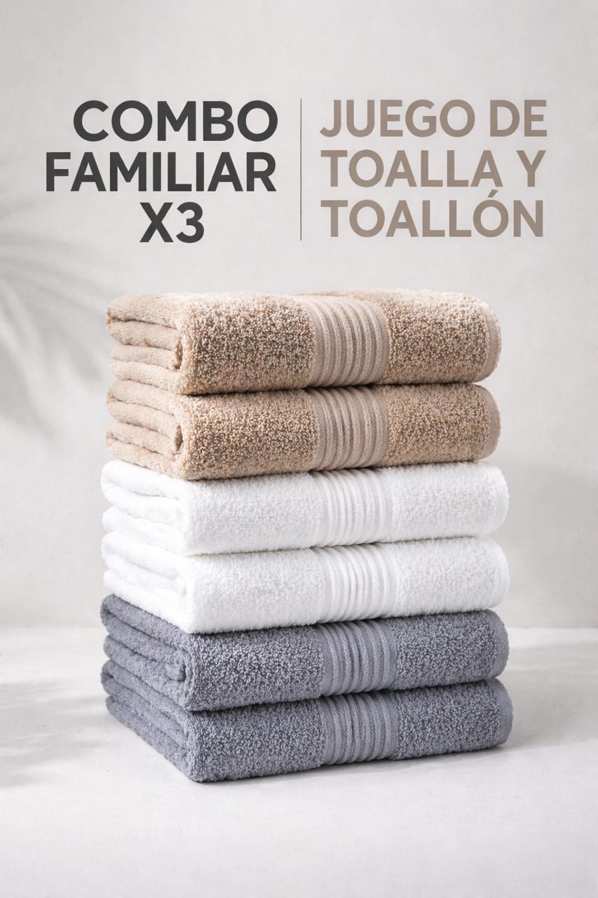 Combo x3 Juego De Toallas 420grs