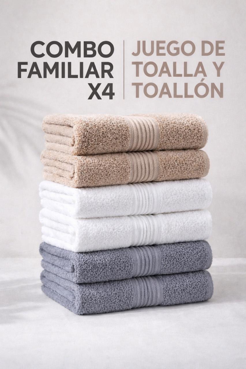 Combo x4 Juego De Toallas 420grs