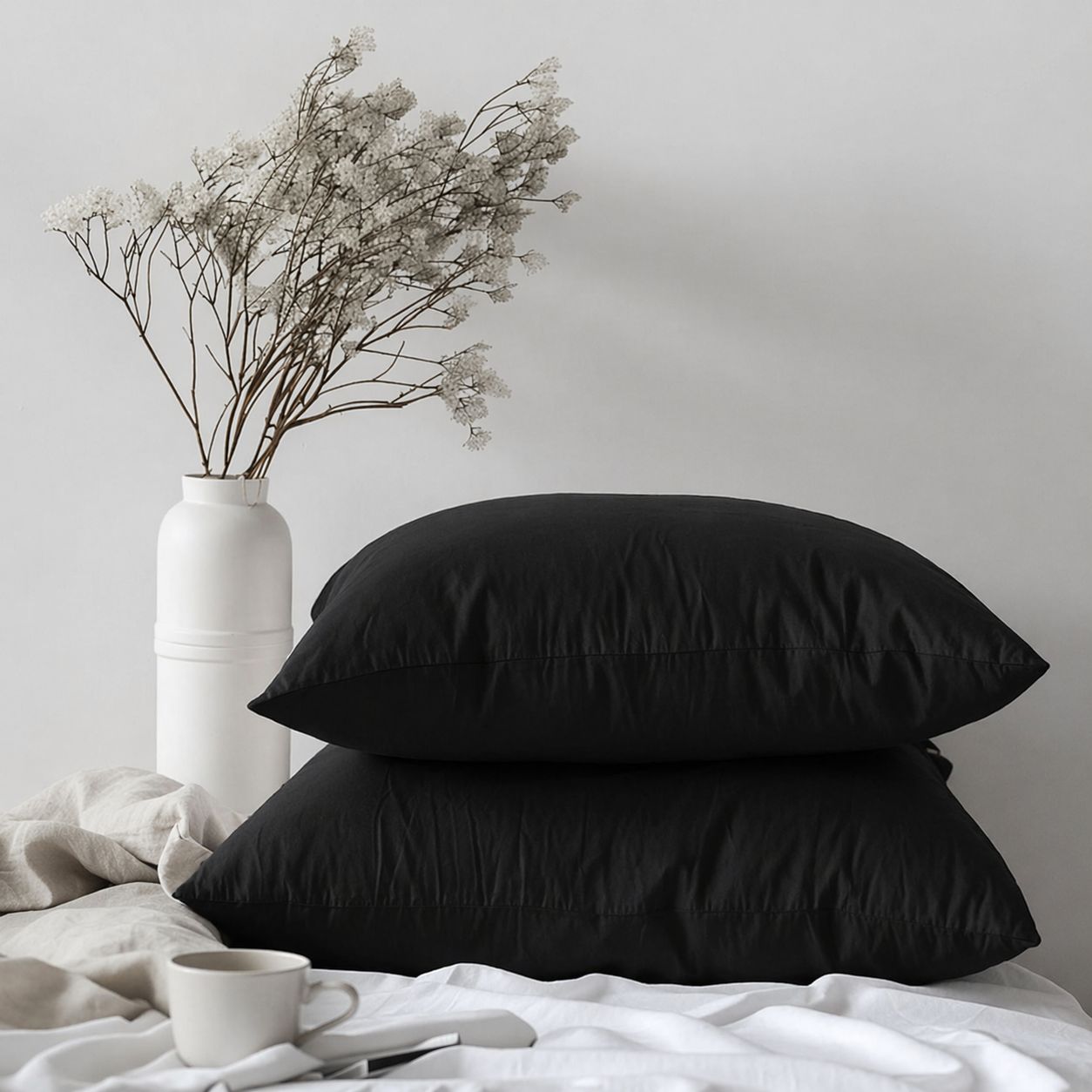 Combo X2 Almohadas De Vellón Siliconado 60x40 Negro