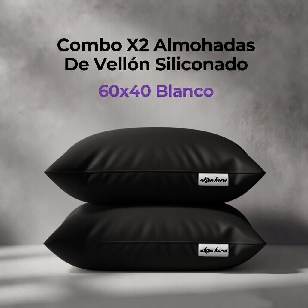 Combo X2 Almohadas De Vellón Siliconado 60x40 Negro