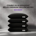 Combo X4 Almohadas Relax Premium Vellón Negro
