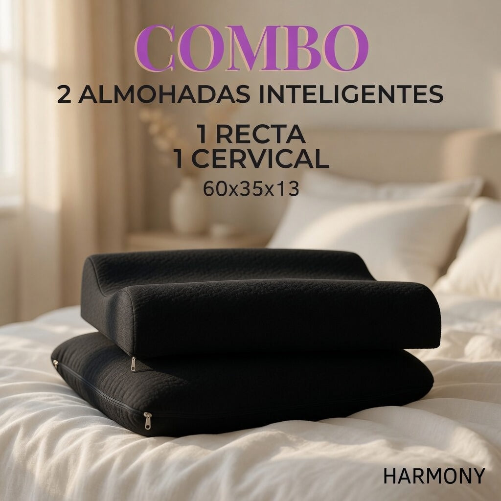 Combo x2 almohadas inteligentes (1 Cervical 1 Recta)