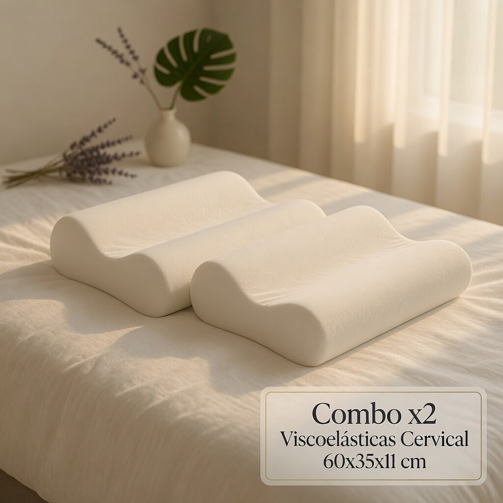 Combo X2 Almohadas Viscoelasticas Cervical Blanco