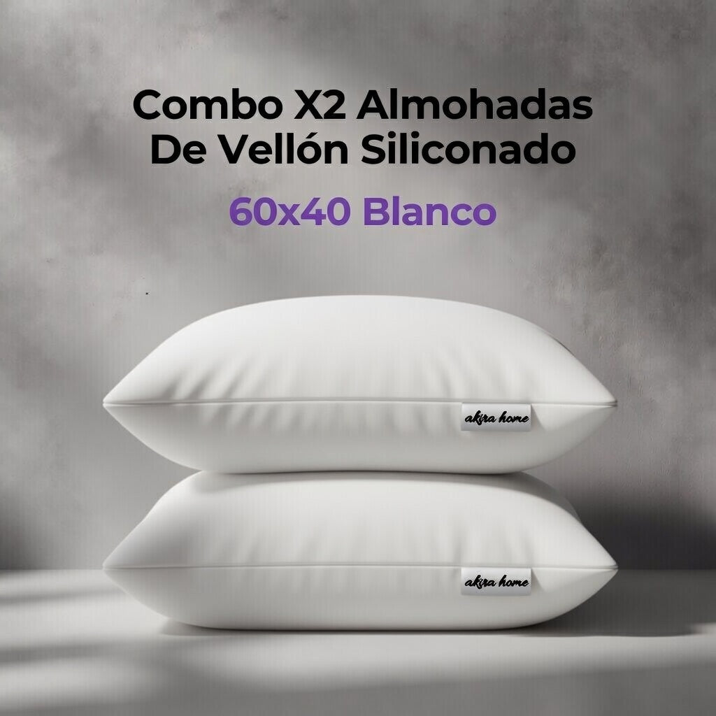 Combo X2 Almohadas De Vellón Siliconado 60x40 Blanco
